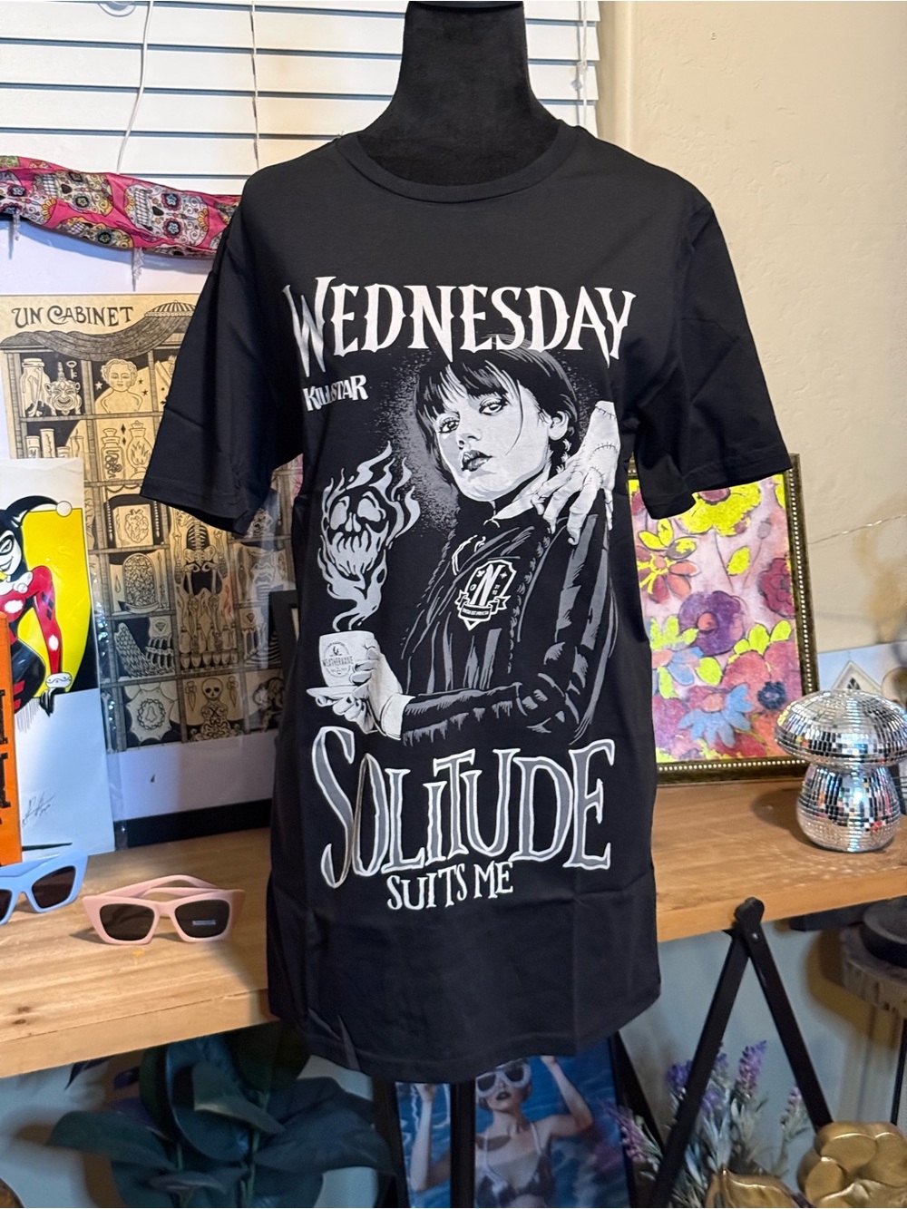 BNWT Killstar Black 'Wednesday Solitude Suits Me' Graphic Tee